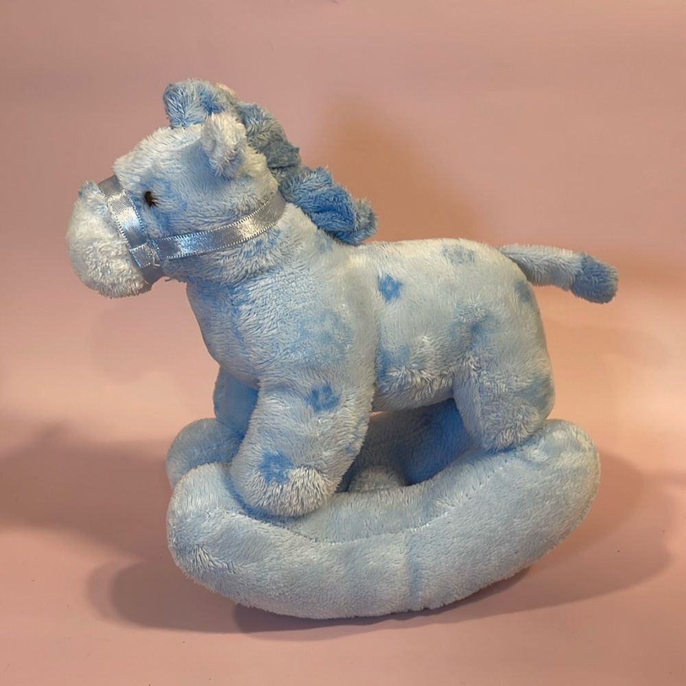 2005 TY Pluffies Baby Blue Rocking Horse 8" inch Good Used Condition